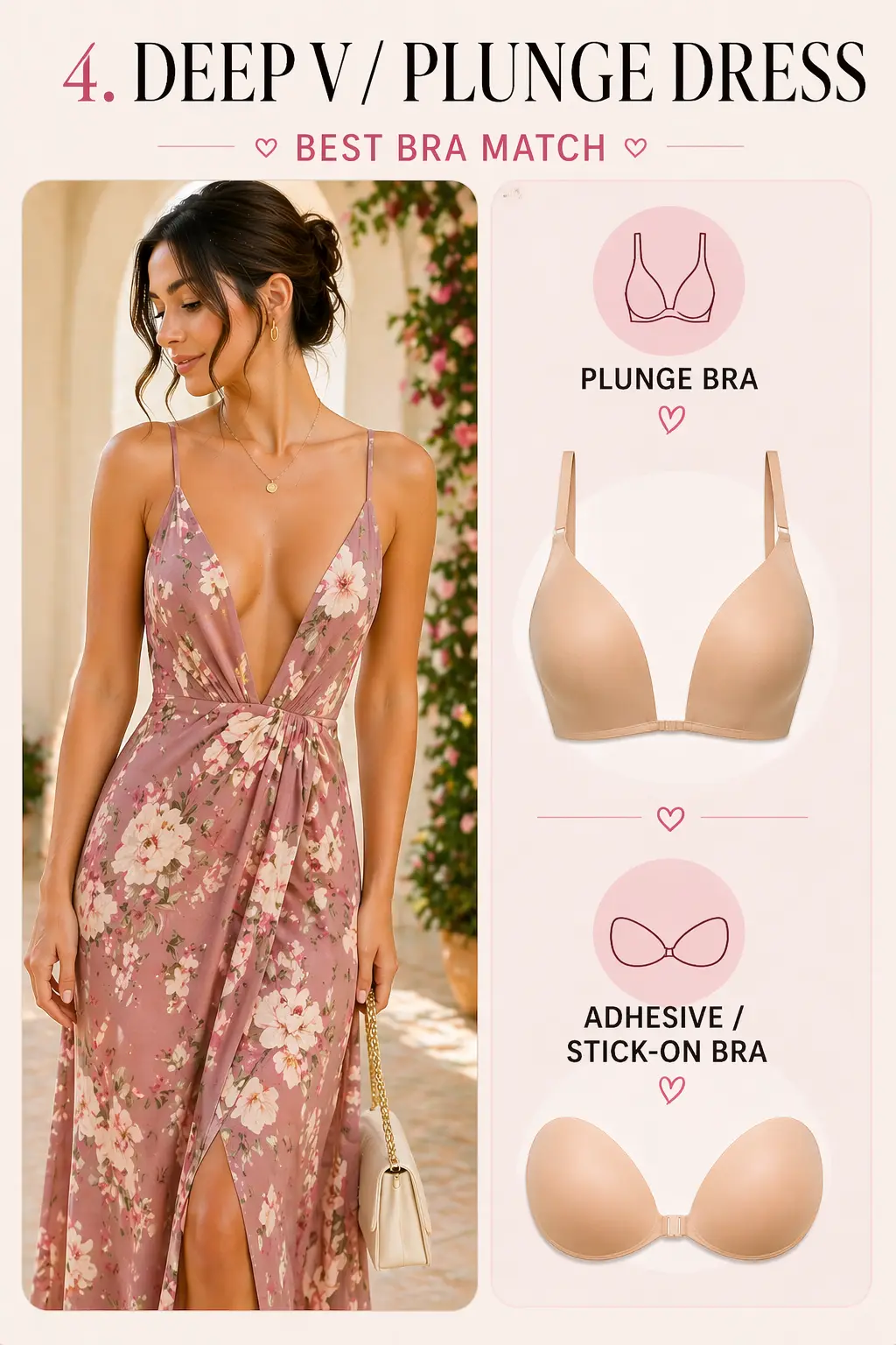 Plunge dress with a deep V neckline