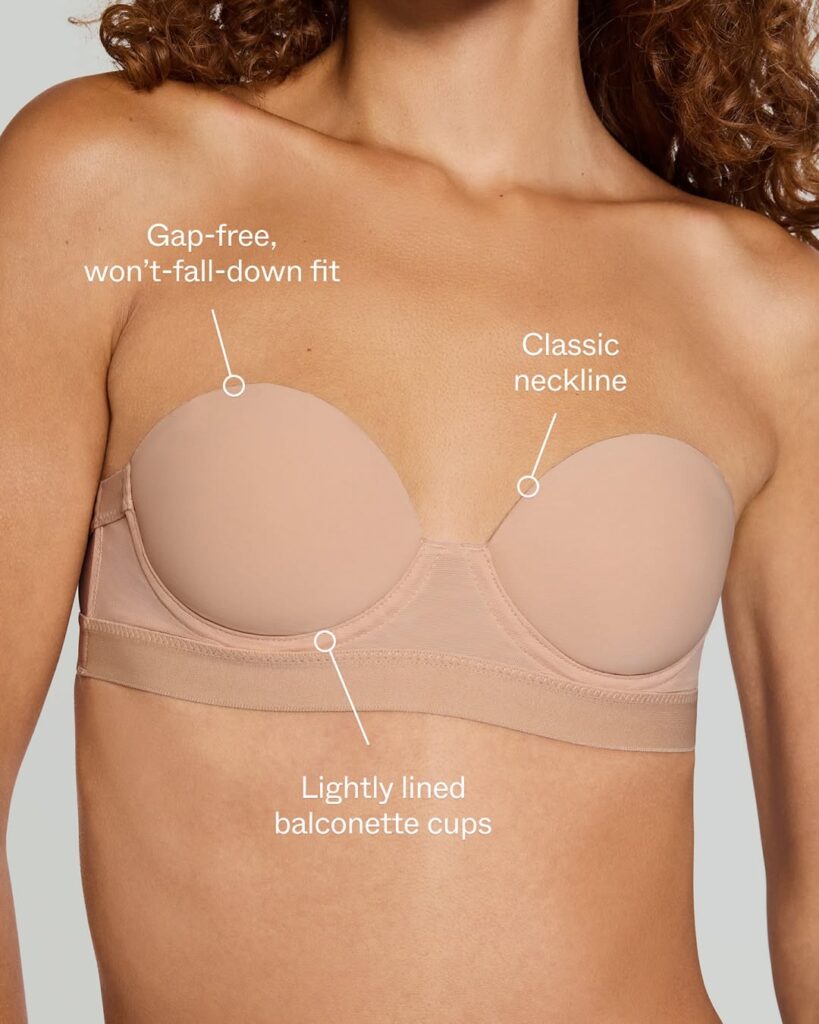 Women wearing a Pepper Bra with labels highlighting specialty and features of the bra.